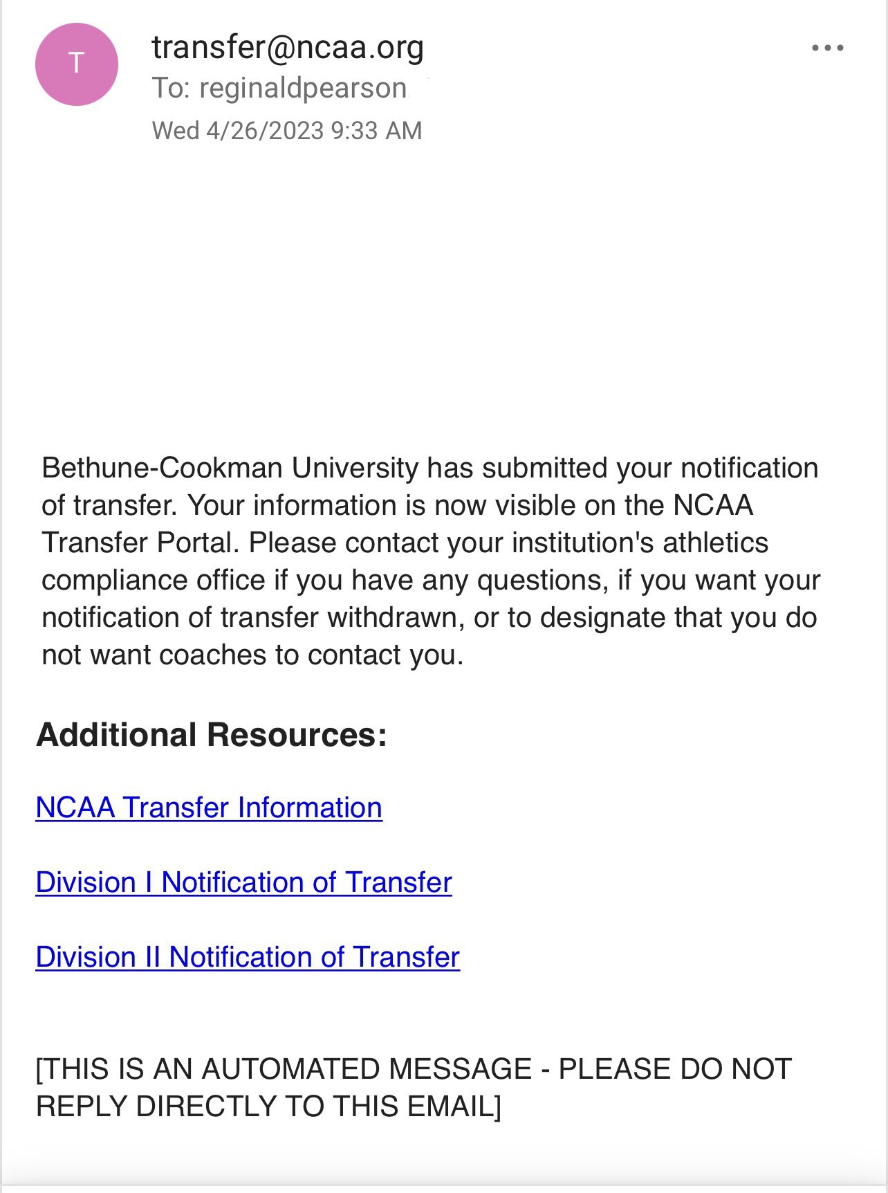 Reginald Pearson on Twitter "I am officially in the transfer portal