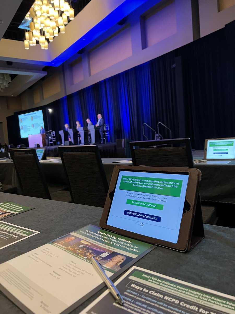 First session of #ONSCongress from <a href="/oncologynursing/">Oncology Nursing Society</a> on cervical + endometrial cancer hosted by <a href="/DrNeilLove/">Research To Practice</a> feat. Paula Anastasia, Dr. Michael Birrer, Jennifer Filipi, + <a href="/GynCancerMD/">Brian Slomovitz, MD, MS, FACOG</a>. 

Super engaging panel! Looking forward to more + happy to see @MGHCancerCenter represent. 🩺