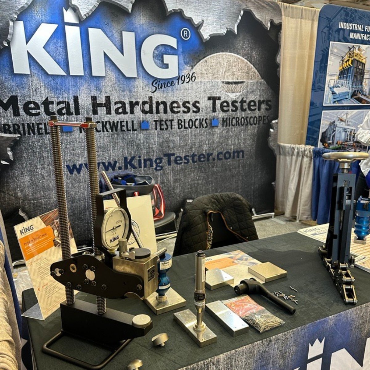 KingTesters's tweet image. The booth is set and ready for all things metal hardness testing at Metalcasting Congress 2023!

Visit us at booth #814 to see our products up close today and tomorrow til noon.

#brinell #portabletester #scopes #kingtester