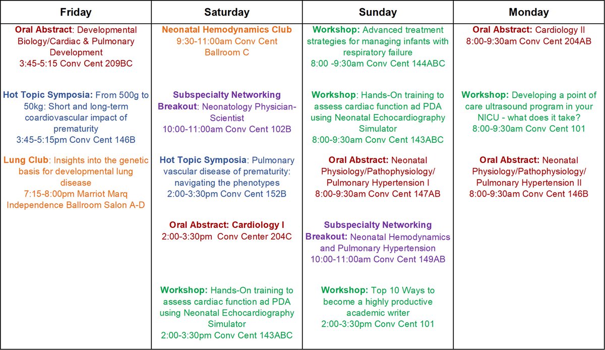 For those of us on #neo_twitter headed to #PAS2023 this week, here’s a run-down of some of the fantastic hemodynamics, pulmonary hypertension, and other related sessions to look forward to. #pediatricresearch @PASMeeting @NeoHemodynamics @NeoHeartSociety