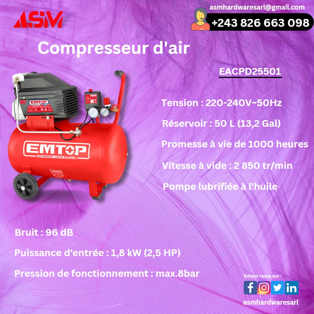 AsmHardwaresarl's tweet image. Pour terminer votre projet beaucoup plus rapidement et plus facilement, utilisez la puissance des outils électriques
#aircompressor #aircompressors #aircompression #AutoAirCompressor #constructionboots #constructiontools #ASM #asmhardwaresarl #nordkivu #nordkivu_goma