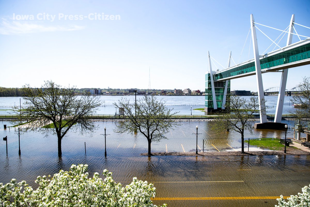 There is a river flood warning in Davenport, Iowa, April 26, 2023, as the Mississippi River flows out of its banks. <a href="/presscitizen/">Iowa City Press-Citizen</a> <a href="/DMRegister/">Des Moines Register</a> Updates: desmoinesregister.com/story/weather/…
