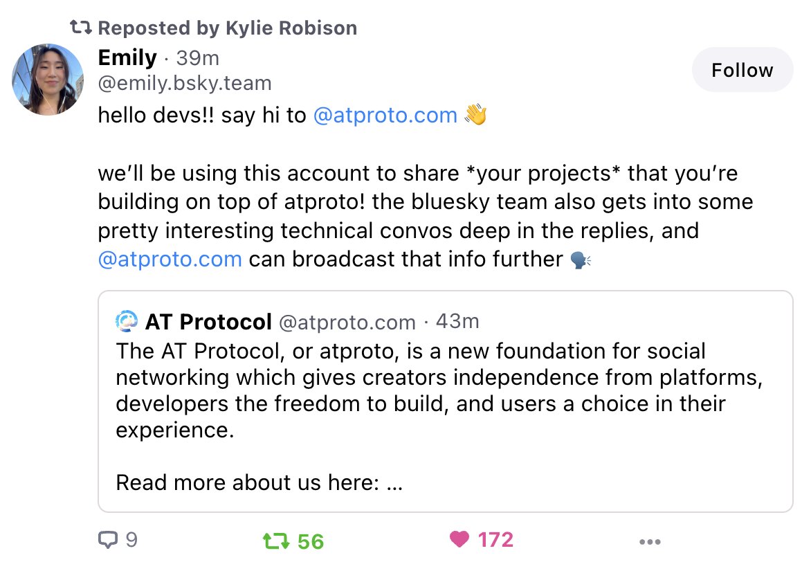 GergelyOrosz's tweet image. Imagine a social network that is built in a way that allows devs to build clients &amp; projects on top of it. And where the platform promotes these third-party solutions.
A long time ago, this was Twitter, and it's partially why it became so popular.
Today, this is @bluesky.