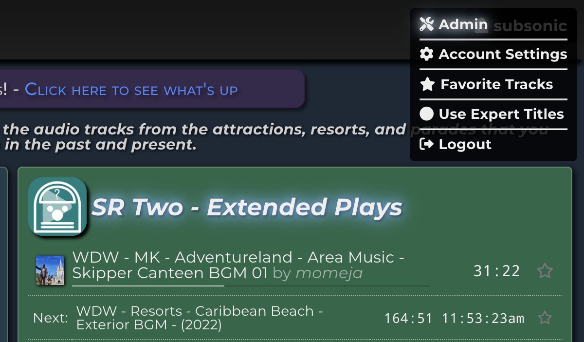 Subsonic_Radio's tweet photo. Small update to the Website.
Added "Expert Titles" toggle button to Abbreviate some long, common names in playlists.  
ie. "Walt Disney World" becomes "WDW" https://t.co/INeLMvgFG7