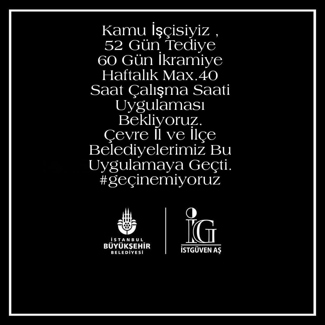 bonezcrusher555's tweet photo. İstanbul Büyükşehir Belediyesi
İstgüven İşçileri Olarak 12 Saat Ağır Çalışma Şartlarında 16 Milyon`a Hizmet Ediyoruz.
Gerçek Enflasyon Verilerine Göre Ücret İyileştirmesi İstiyoruz.

#ekremimamoglu /
#geçinemiyoruz /
#dolar /
#ibbgüvenliğienflasyonayenildi /

@ekrem_imamoglu https://t.co/VxlVh9fvPD