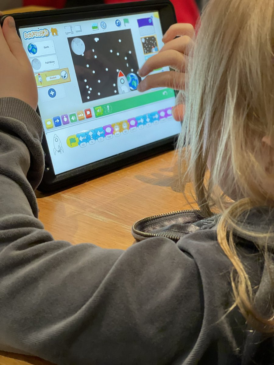 deanbates's tweet image. Daughter having fun with @scratch Jr on iPad #codeclub #codingforgirls