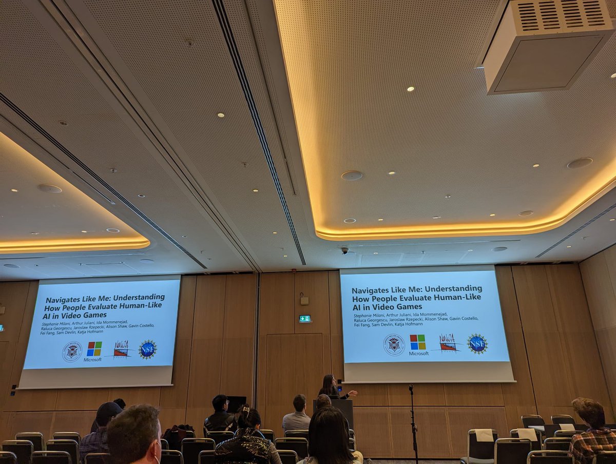 steph_milani's tweet photo. First CHI presentation done ✅ Hopefully more to come! Thanks to all who came to my talk. Special thanks to @kimiwenzel for the 📸  &amp; tech support; excited for your talk tomorrow morning on the psychological harm of voice assistants. #CHI2023 https://t.co/MrKdClaWZg