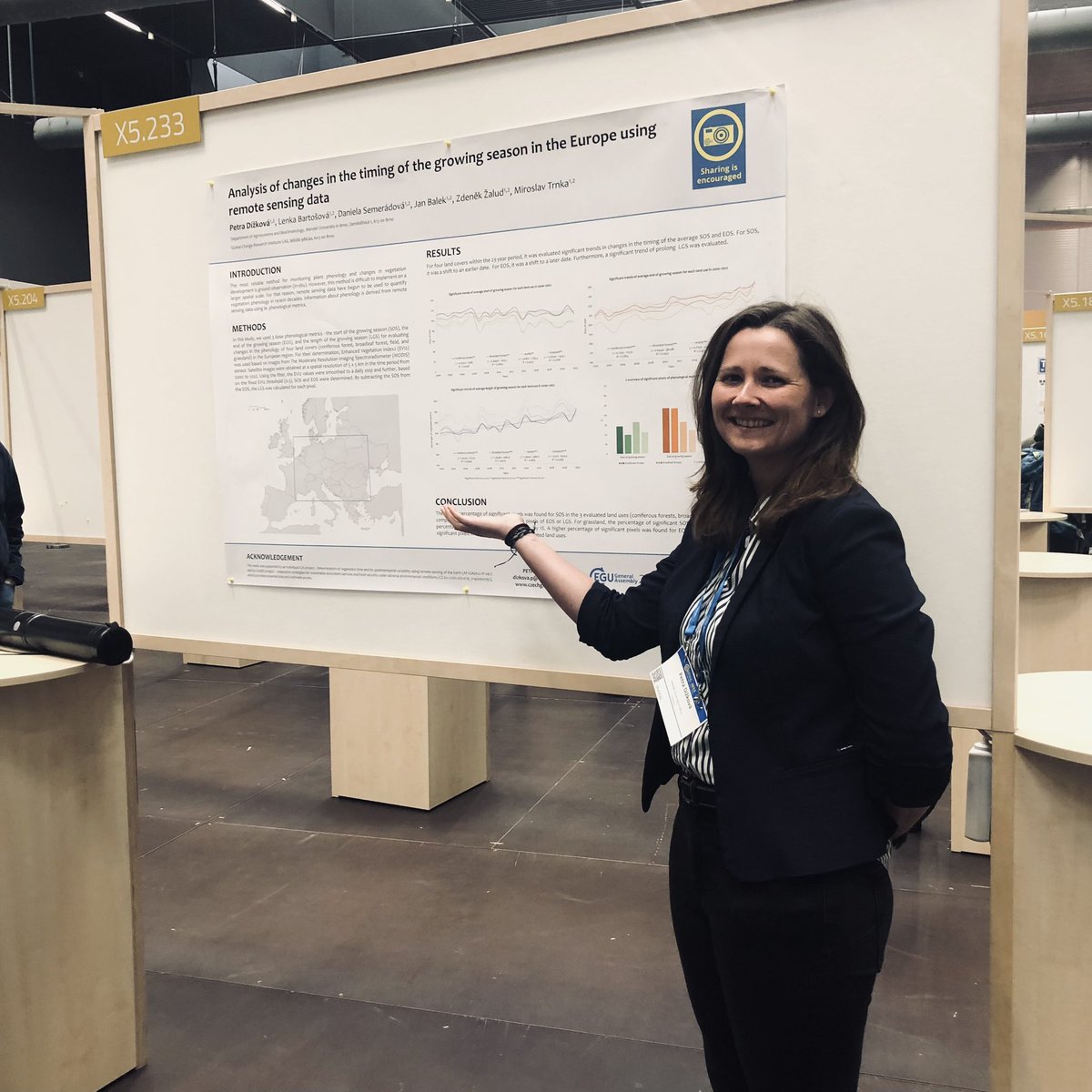 MPodebradska's tweet photo. Central European study of trends in phenological phases of various land cover types observed with #satellite #vegetationindex presented at #egu2023 by Petra Dizkova of @czechglobe_offi and @MENDELUcz 
#phenology #evi2 https://t.co/13lEjQcVWX