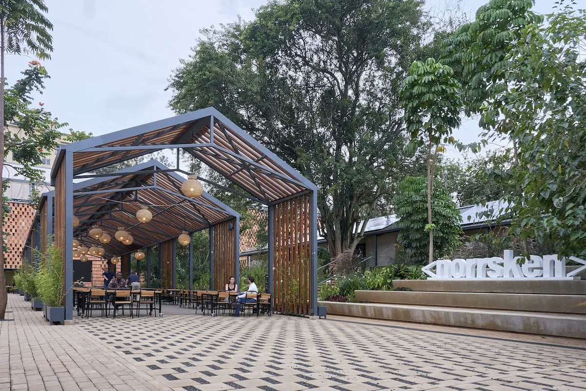 Norrsken Kigali House in Kigali, Rwanda is Africa's largest entrepreneurship hub.

It can house 1,000 Entrepreneurs.

It's a model green building with over 40% on-site energy savings, and a 32% embodied carbon reduction compared to other commercial buildings on average.