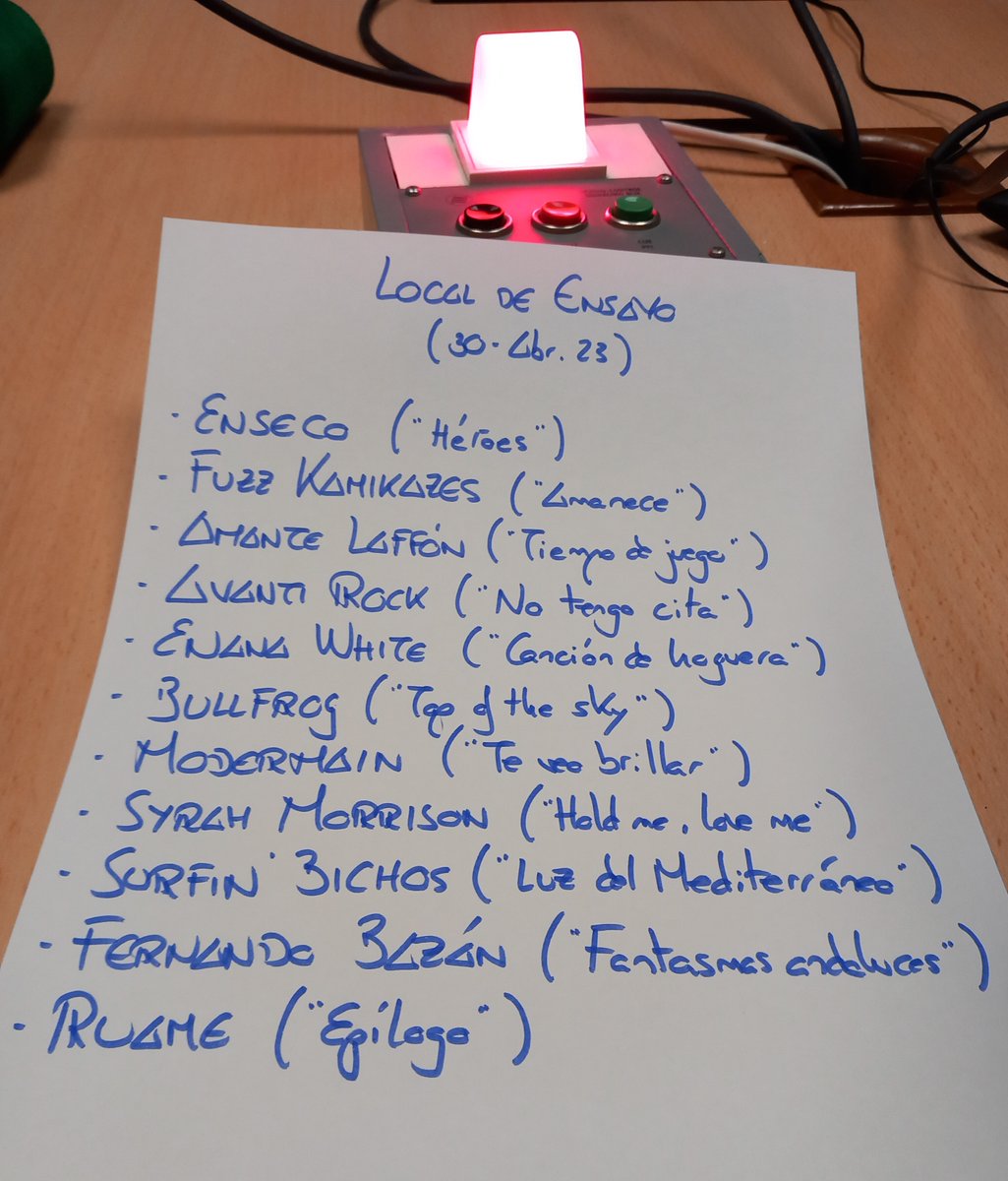 LocalDeEnsayo's tweet photo. Abrimos ya Local de Ensayo, en @canalfiesta, con el adiós a #Enseco y la enhorabuena a #FuzzKamikazes @Parroquiano85 y @amantelaffon Agenda ilustrada por @Avanti_Rock y #EnanaWhite, y novedades con #Bullfrog, #Modermain, #SyrahMorrison, @SurfinBichos, @fbazan_oficial y #Ruame https://t.co/xhllzQCL0E