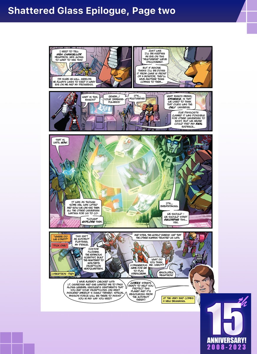 The very last piece of Fun Pub Transformers fiction actually appeared as a bonus epilogue in G.I. Joe VS Cobra Issue #9. While the 'normal' positive polarity version of TransTech lost access to the multiverse, a new multiverse had been discovered for Shattered Glass.