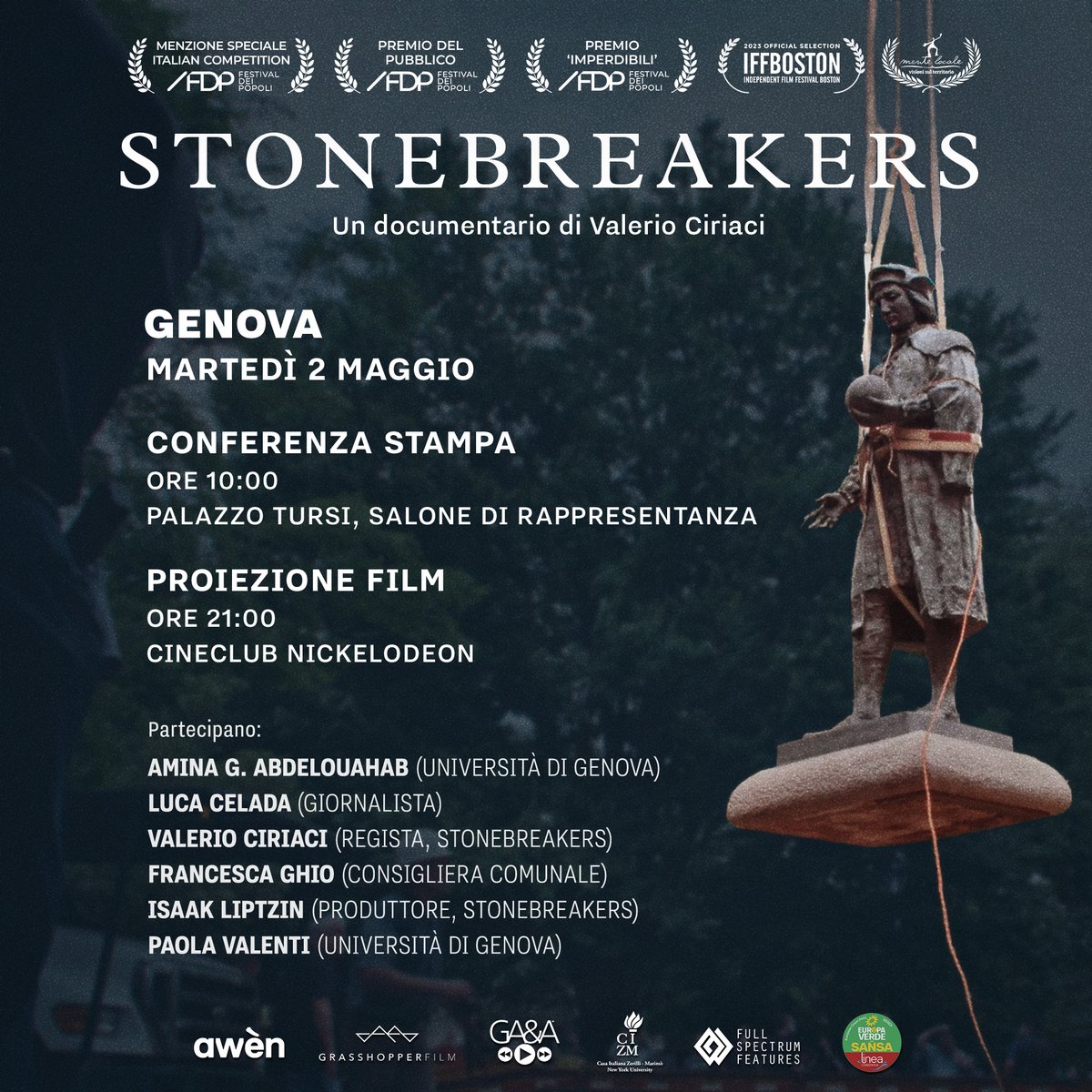 The Italian tour of #Stonebreakers starts next week! It's fitting that this journey is set to begin in Genoa, the birthplace of Christopher Columbus, one of the central subjects in the film.