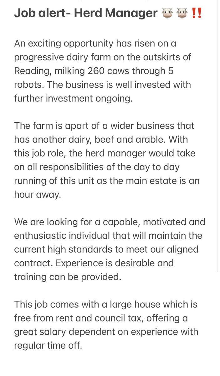We are recruiting for a Herd Manager🐮
Please retweet  #teamdairy #dairyrobotic #milk #jobalert #herdmanager