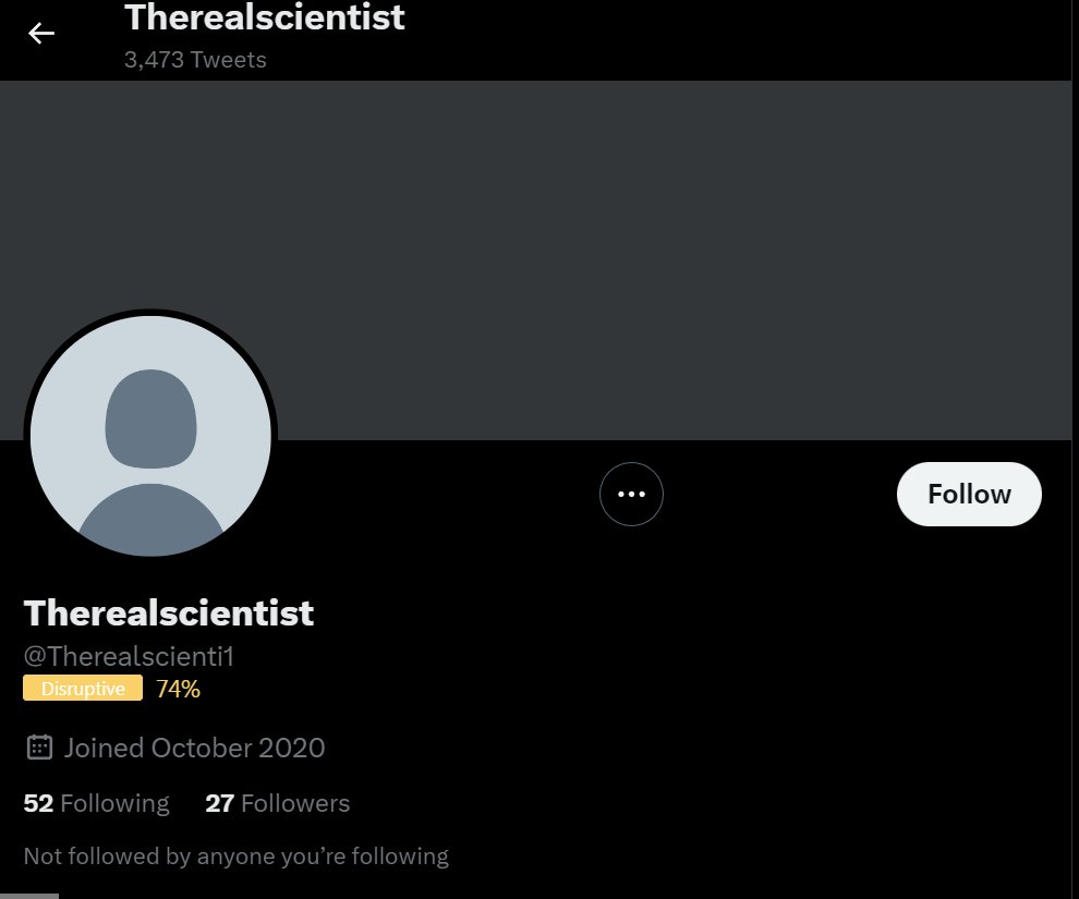 ScienceNotDogma's tweet photo. 1/2 Here's a pure #BigOil #DenialMachine account.
Every one of its tweets is misleading or an outright lie.
There's no personalization / profile info: disposable.
Note the awful 74% #BotSentinel rating: #trollalert!
Learn to spot these #trollers and #refute their #trollnoise. https://t.co/SefjBouKPU