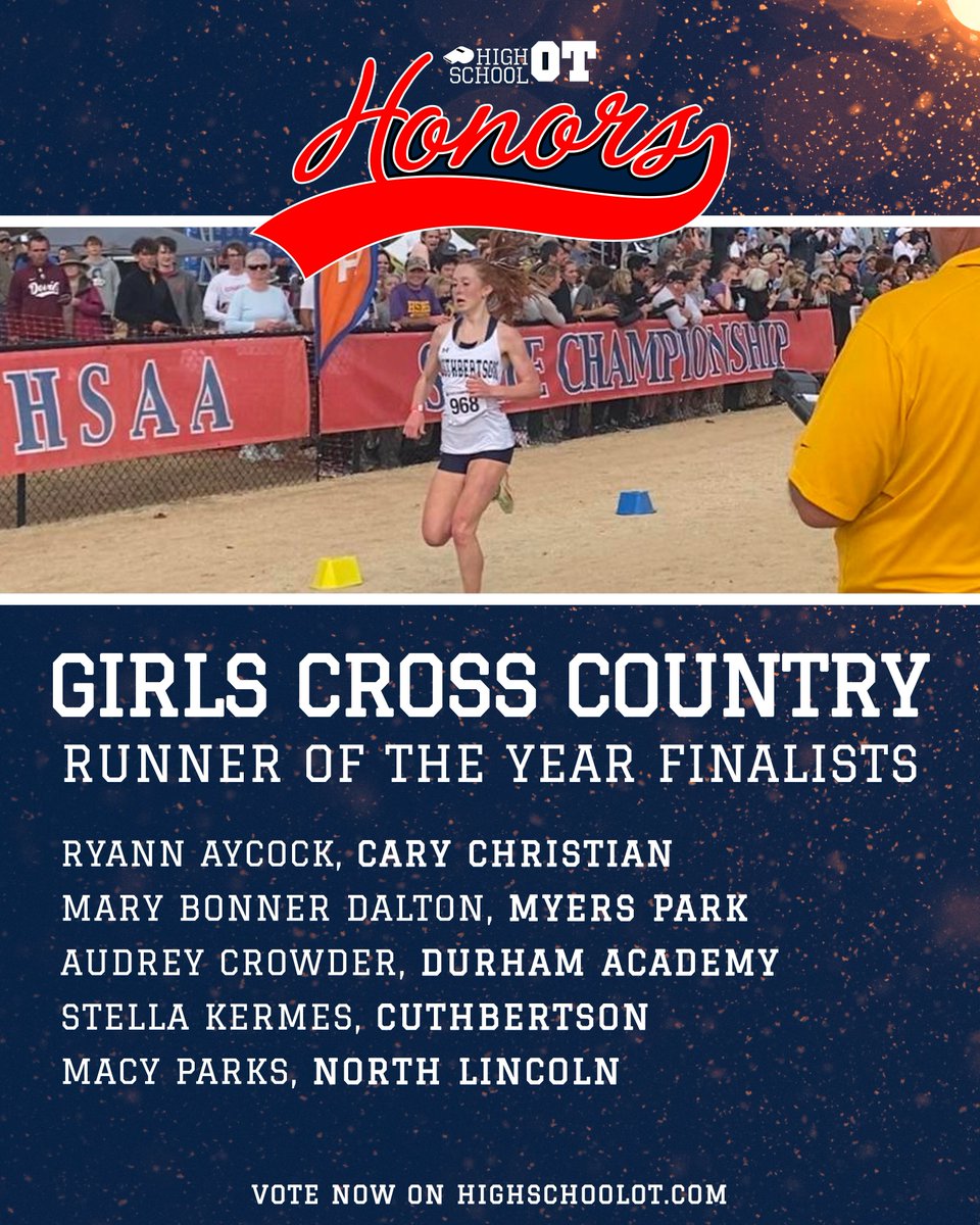 🏃‍♀️ Here are the finalists for #HSOTHonors Girls Cross Country Runner of the Year. Vote once per day now through May 14. Winners announced at awards show in June. 🗳️: HighSchoolOT.com/Honors