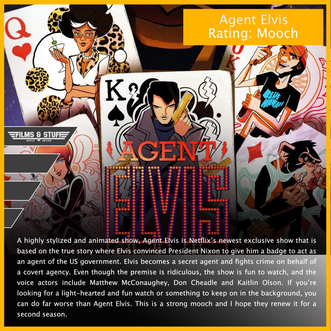 fandspodcast's tweet image. Pete got into #Netflix's Agent Elvis and explains why you should too at podcasts.apple.com/us/podcast/fil… or open.spotify.com/episode/4lwrpI… or youtu.be/h_9QMfyMn70 #agentElvis #FnS #FilmsAndStuff #extrapolations