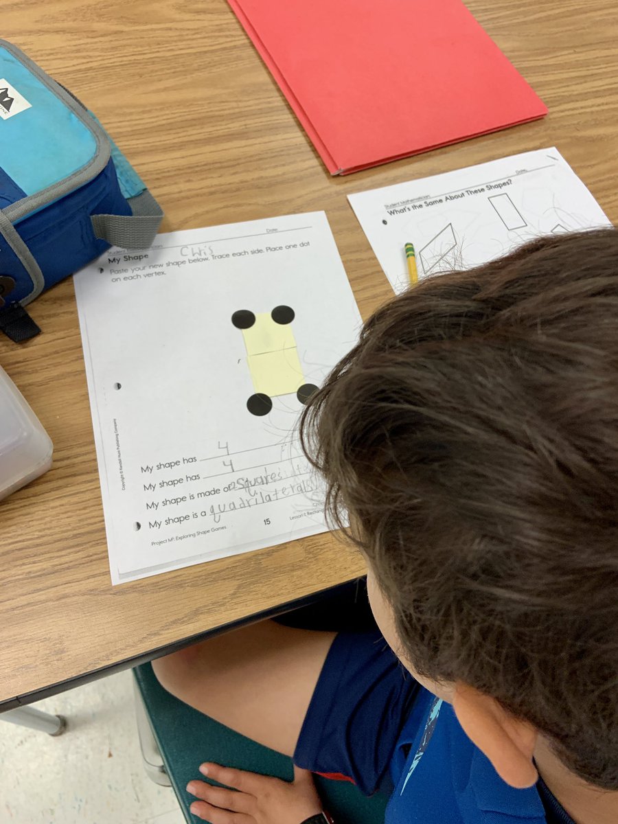 Mrs_Brazier's tweet photo. My 1st grade student mathematicians composed new shapes from 2-4 smaller shapes. Each student identified the name of the new shape, the number of sides, and the number of vertices.@CPES_Cheetahs @PWCSGiftedEd https://t.co/KcD9ZEg8CM