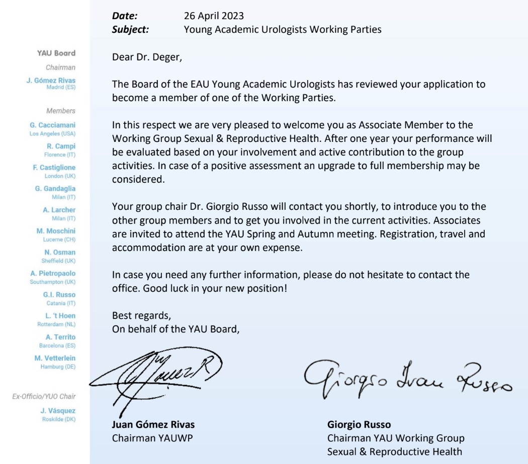 Muslim Dogan Deger (@mddeger) on Twitter photo I m very delighted and honored to become part of <a href="/EAUYAUrology/">EAU Young Academics</a>. thx to <a href="/JGomezRivas/">Juan Gómez Rivas</a> and <a href="/GiorgioI_Russo/">Giorgio I. Russo 🩺</a> for adding me to the team. special thx to <a href="/drserefoglu/">Ege Can Serefoglu</a> and <a href="/docctoore/">Doç. Dr. Murat Gül</a>, who patiently guided and educated me. I will be the most hardworking person of the team! I m very delighted and honored to become part of <a href="/EAUYAUrology/">EAU Young Academics</a>. thx to <a href="/JGomezRivas/">Juan Gómez Rivas</a> and <a href="/GiorgioI_Russo/">Giorgio I. Russo 🩺</a> for adding me to the team. special thx to <a href="/drserefoglu/">Ege Can Serefoglu</a> and <a href="/docctoore/">Doç. Dr. Murat Gül</a>, who patiently guided and educated me. I will be the most hardworking person of the team!