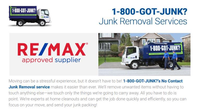 ronremax's tweet photo. Not ready to list because you are feeling overwhelmed by the amount of things you have to get rid of? Let me help make it easier for you! As an approved supplier with RE/MAX, I can set you up with 1-800-GOT-JUNK for a discounted rate! Send me a message for more details! https://t.co/7tZmKyz8F6