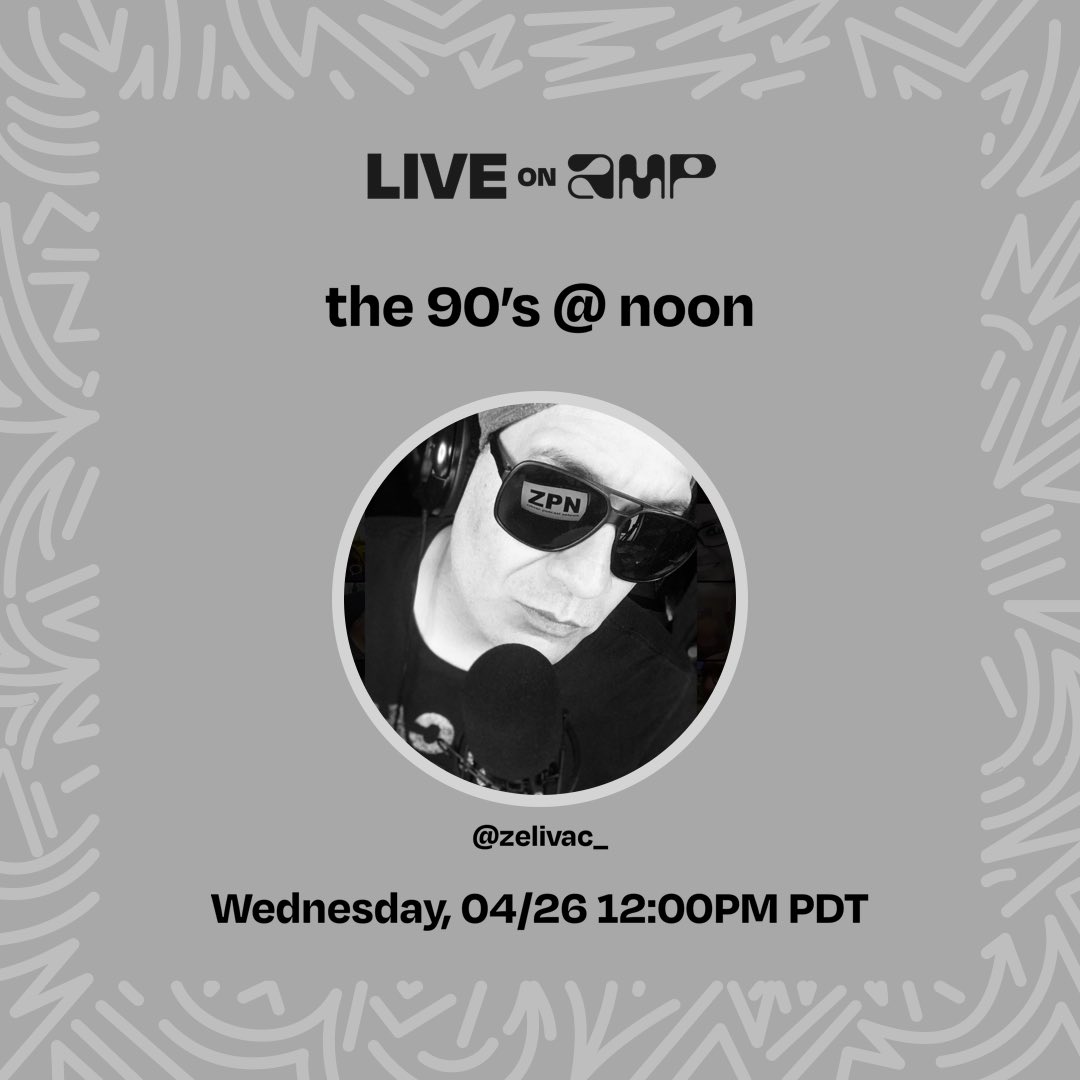 My show, the 90’s @ noon, is set to go live on Amp on 4/26 at 12:00 PM PDT. Follow me to listen!
live.onamp.com/D3899PaRjzb