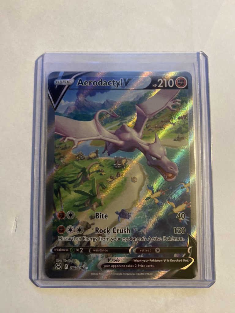 tcoins1's tweet photo. Still going for the trade-up rn. 

Aerodactyl V Alt for trade. TV: $123. Looking for anything over $130. Prefer 1 card. More pics can be taken

RTs pls

#Pokemon #PokemonTCG #tradeupchallenge
@FTC_MARKET @BUYSELLTRADETCG @CardboardBanger @TCGSELLS4U @TheHobby247 @HobbyRetweet_ https://t.co/RHQq3pNcZj