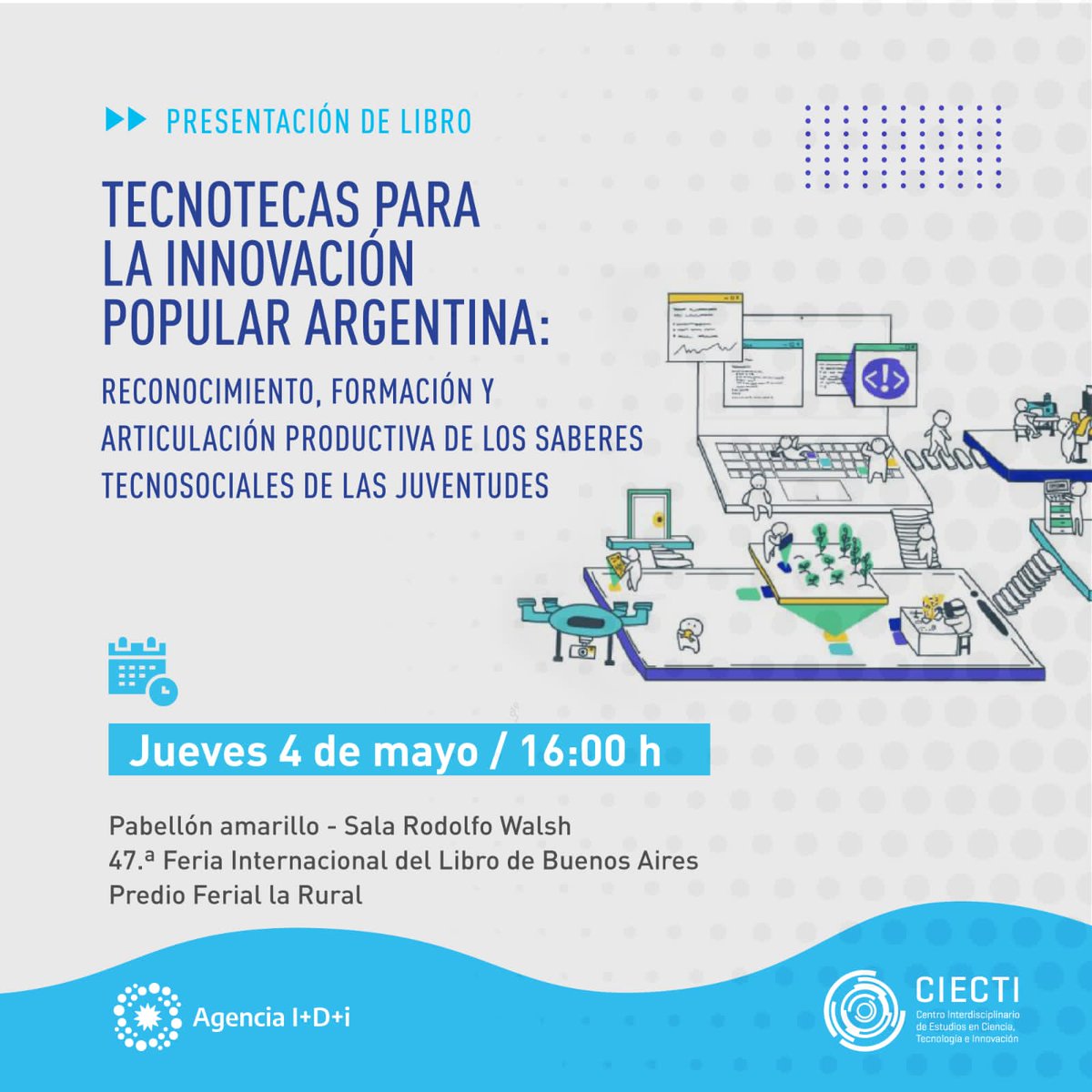 xhardez's tweet photo. ¿Qué tenés que hacer el 4 de mayo?
¡Ir a la feria del libro a celebrar la innovación popular!
Ahí nos vemos :) 🎉🌈🤓
#tipar https://t.co/JRKq1fbEfY