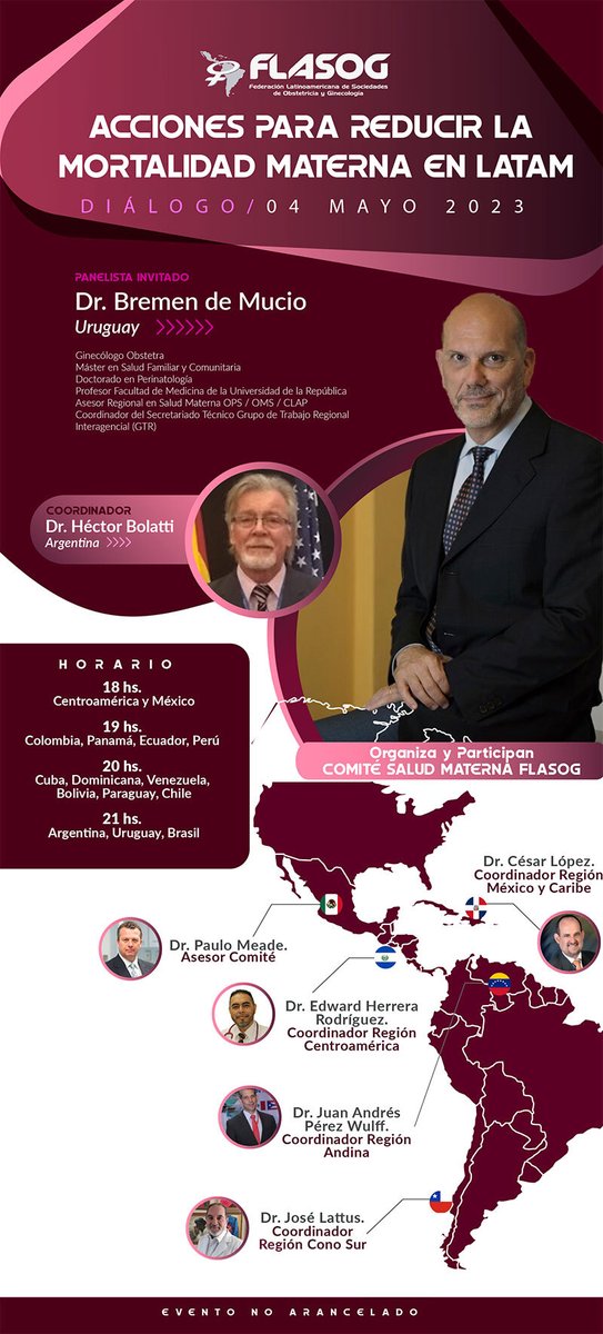 Asiste este 04 de mayo a el Diálogo / Acciones para reducir la mortalidad materna en LATAM. organizado y patrocinado por nuestro comité salud materna. Evento no arancelado.
Llena el formulario y aparta tu lugar: 
👉 bit.ly/3n35GxM 👈