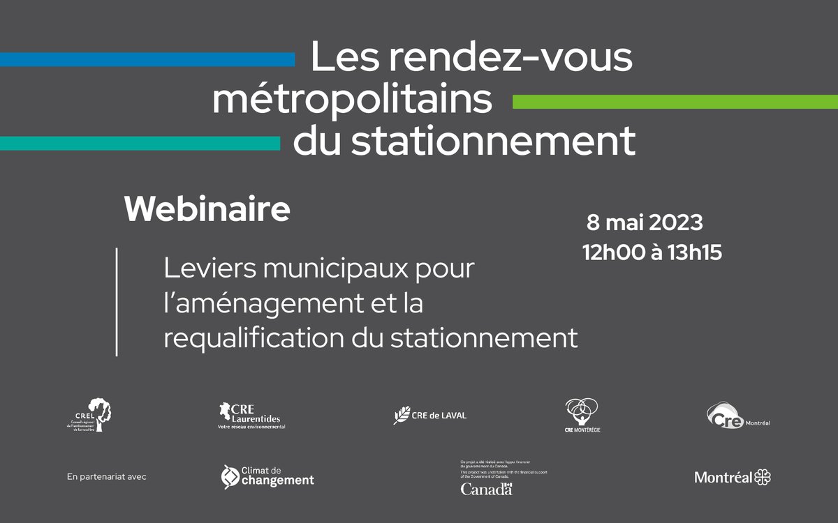 cremtl's tweet photo. #RDVstationnement | Nous dévoilons la programmation du 2e webinaire qui aura lieu le 8 mai prochain, de midi à 13h15! Nous y aborderons le sujet des leviers municipaux pour l’aménagement et la requalification du #stationnement. Les détails ici: https://t.co/MjHGmyIMEX https://t.co/v0qrBBjEAX