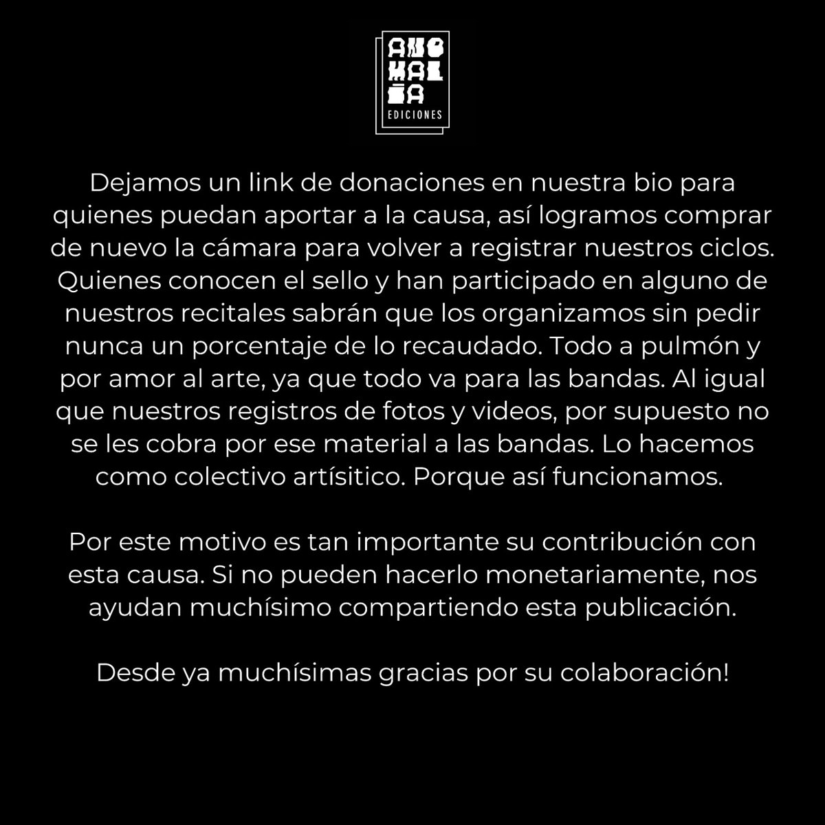 anomaliaed's tweet photo. el viernes pasado en @LatangenT sufrimos el robo de una cámara perteneciente a Yan Silva de @lasfindelmundo :(

ante esta lamentable situación ponemos a disposición links donde pueden colaborar para reponer el instrumento robado:

https://t.co/JGIJJzu9VY
https://t.co/OhCoEVPeqI https://t.co/Aysoljj3fm