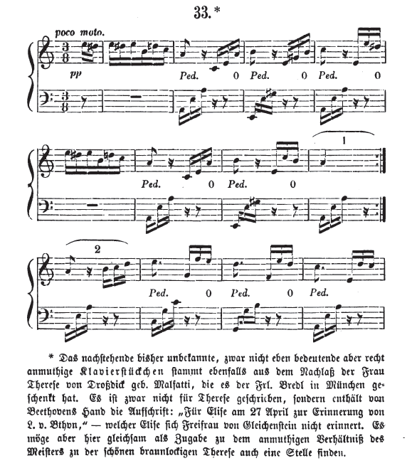 April 27, 1810 - Beethoven composed the bagatelle «Für Elise» (published more than half a century later)