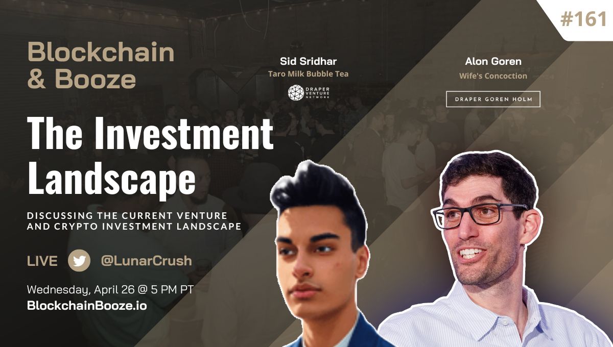 Join us tonight from 5-7 PM PT on @DGHEvents’ #BlockchainBooze🍺 as host @AlonGoren chats with @thesidsridhar about the current venture and crypto investment landscape! 🎟 Register free: dgh.events/event/blockcha…