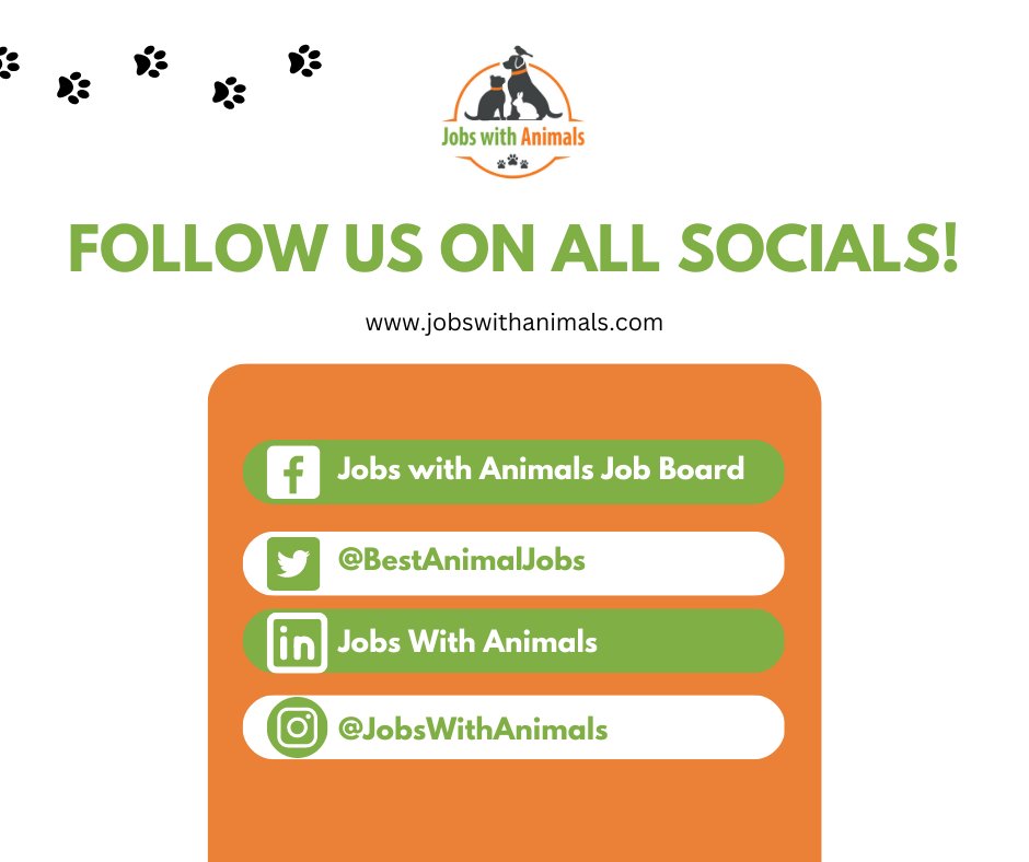 Make sure to follow us on all social media channels! 🐾

#veterinaryIndustry #AnimalHealthCare #veterinaryCareers #Veterinaryjobs #VetProfessionals #animaljobs #workingwithanimals