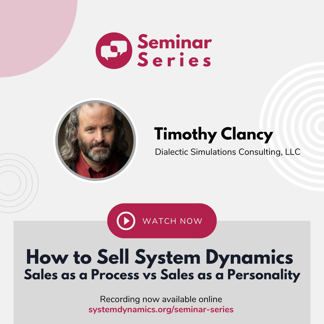 systemdynamics_'s tweet photo. #ICYMI βΆοΈ We had an excellent discussion with Timothy Clancy of @DialecticSims! Check out the recording and blog.
π Learn more: https://t.co/SMArt81QPt
#SystemDynamics #systemsthinking #SeminarSeries #systemsleadership #joinSDS
@InfoMullet @WPISDclub https://t.co/4hHIoeHjmN
