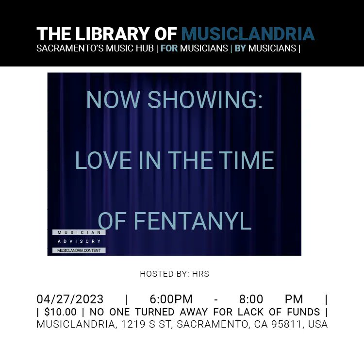 MusicLandria's tweet photo. Bring your own popcorn, your favorite blanket, and come join us to enjoy a very real and educational documentary about the fentanyl crisis and how it affects our community. Let's learn and discuss together! https://t.co/FOmX22xv2c
