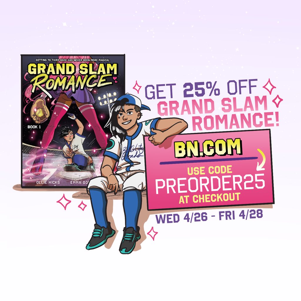 Less than a month until GRAND SLAM ROMANCE book 1 comes out!! 😱🥵👁️👄👁️✨🥎💕 There’s still time to preorder, and you can get 25% off at BN.com from now until Friday 4/28 with code PREORDER25! Link below!!✨ <a href="/ABRAMSbooks/">ABRAMS Books</a> <a href="/BNBuzz/">Barnes & Noble</a> @drolliehicks