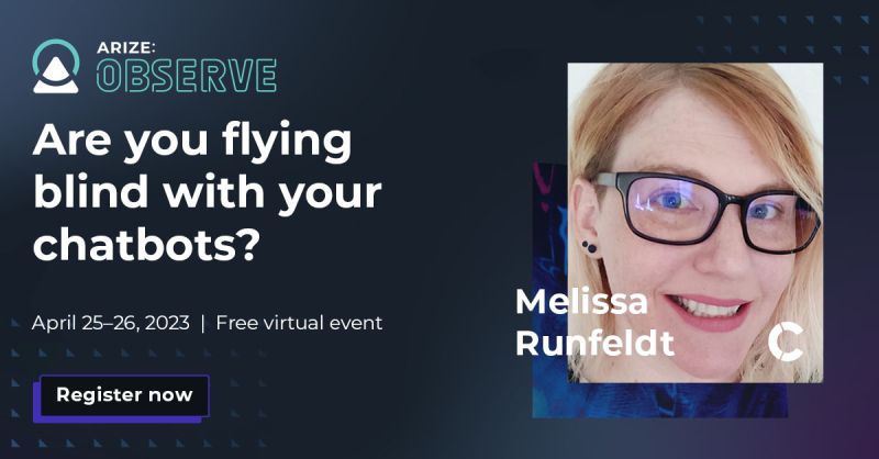 cuein_ai's tweet photo. Join us as we talk about first ever LLM based observability of your chatbot, live chat and voice at Arize: Observe! Hosted by Arize AI. 

Event is free, register here: https://t.co/S8LfLVtPSn
#ai #ml #observability #chatbot #customerexperience #llm https://t.co/oBIoJqD2kW