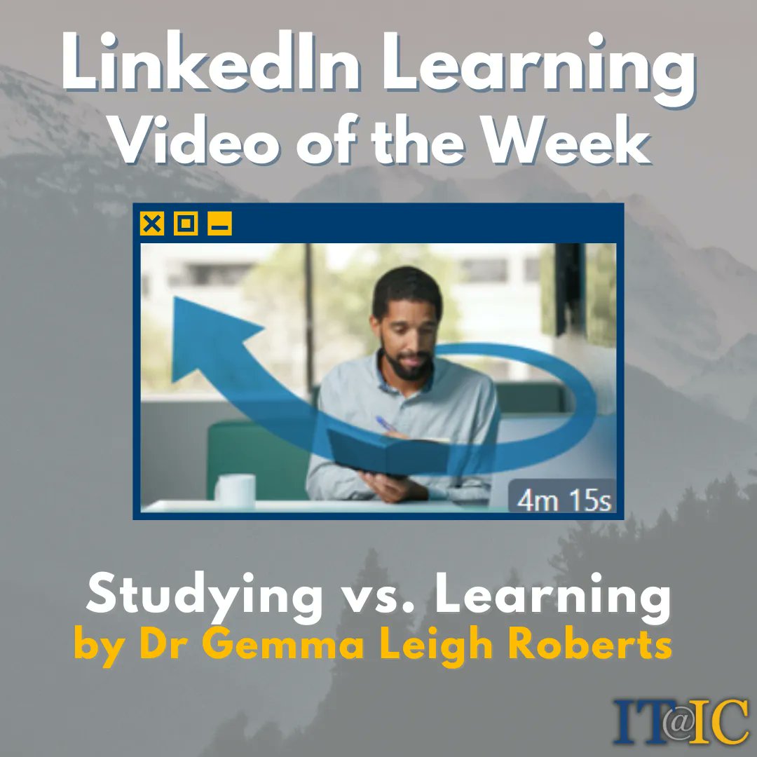IthacaIT's tweet image. This week&apos;s LinkedIn Learning: Studying VS Learning. Gemma Leigh Roberts introduces real-life examples of individuals and organizations who have successfully adopted a growth mindset.. She boils down the lessons into practical advice you can apply to reach your own potential.