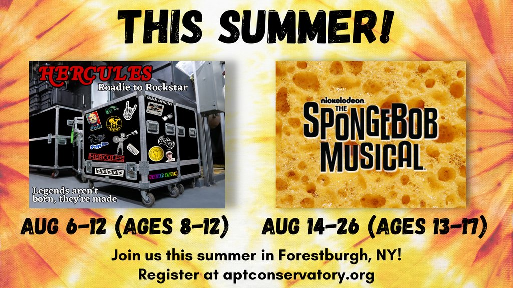 We are SO geeked to announce our summer shows! It's going to be a wild summer and we cant wait to see you there! Registration is open at aptconservatory.org! #aptc #fbplayhouse #newyork #youngartists #spongebobsquarepants #greekmythology #summercamp #theatre #theatrecamp