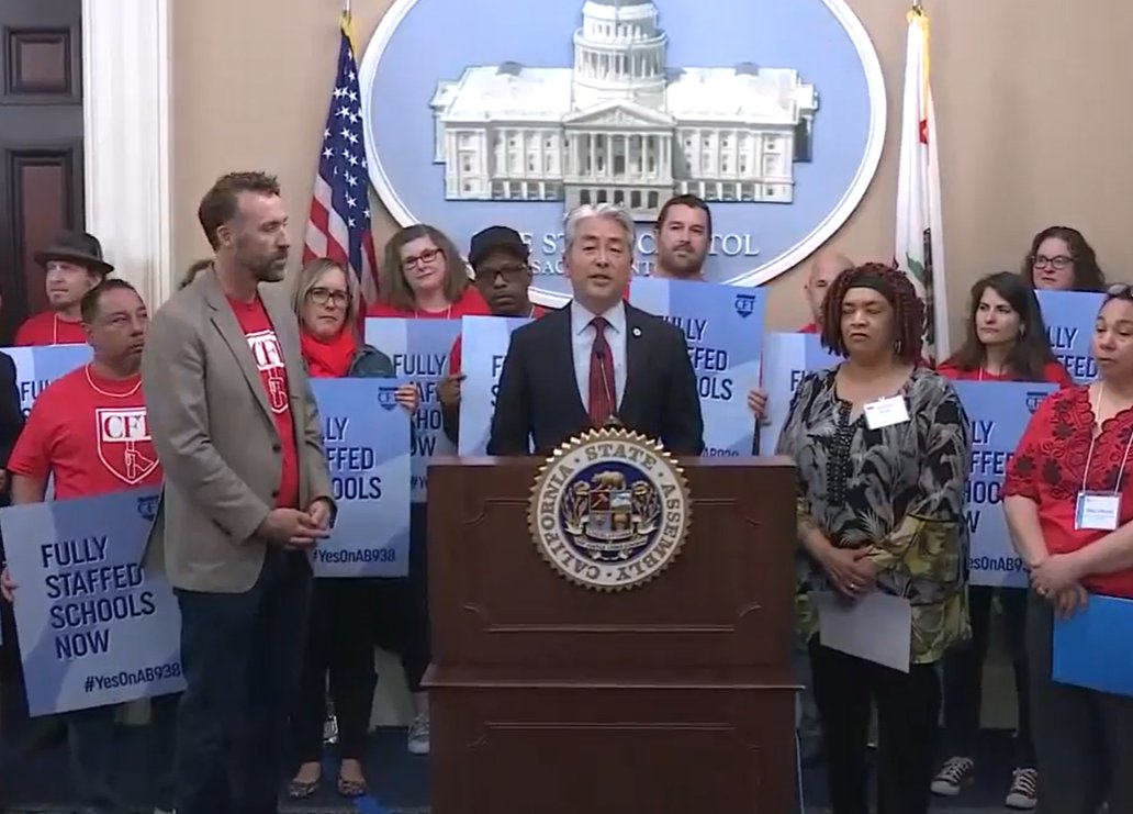 WeAreCTA's tweet photo. #AB938 is needed to address the staffing shortage, improve staff morale and school climate, and support student achievement. California's educators wholeheartedly support this bill and we urge our elected leaders to do so with their votes. #WeAreCTA https://t.co/KpBhZK1RUW