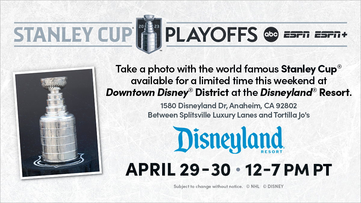 DisneyParks's tweet photo. The Stanley Cup is back at @Disneyland! 🏒 🏆 ✨ Head over to the Downtown Disney District this weekend for fun games, giveaways, and snap a pic with the Cup! Learn more: https://t.co/4yl67ePnuN https://t.co/7gCayrXeS1
