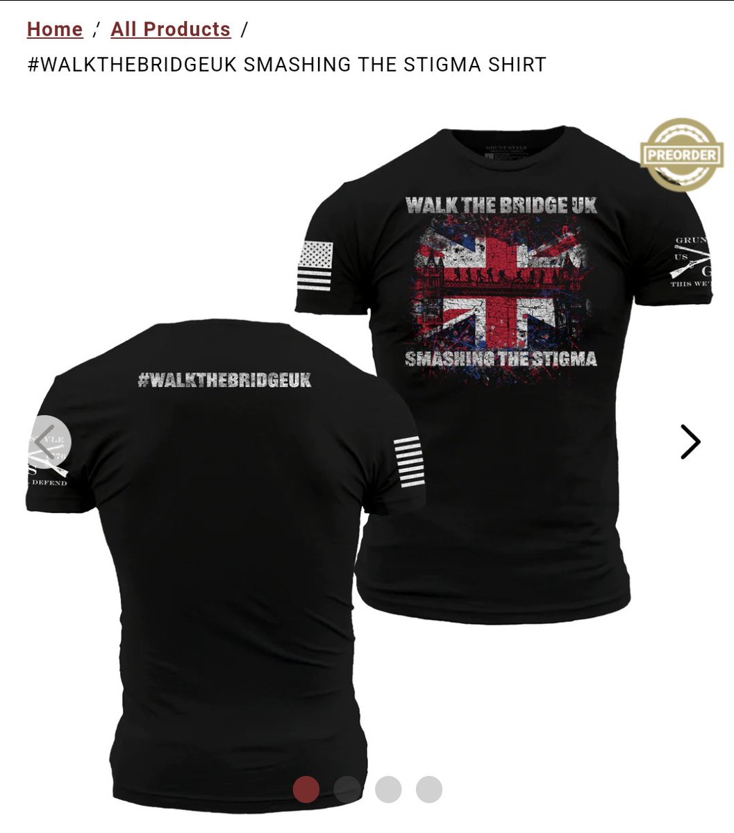 Let's start May stronger than ever with @Gruntstyle. 2 DAYS LEFT. It's #mentalhealthawareness Month and we're supporting our #veterans and #firstresponders here and across the pond. GRAB YOUR #WalktheBridge-UK gear at walkthebridge.org.
#youarenotalone 
#smashingthestigma
