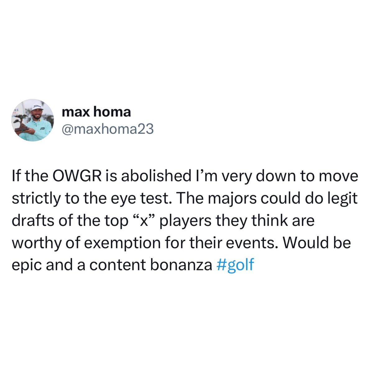 ForePlayPod's tweet photo. Imagine a Masters draft… Max might be on to something 👀 https://t.co/Q1CS6YQ5Jn