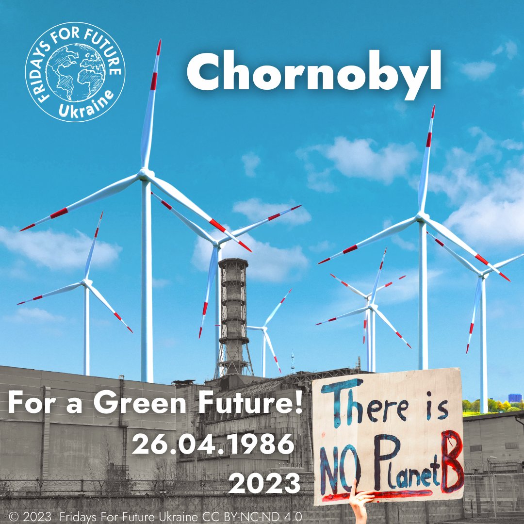 fff_ukraine's tweet photo. 37 years since the #Chernobyl catastrophe.

@ZelenskyyUa @Denys_Shmyhal  Instead of building 20 new nuclear power units, let's focus on safer #renewable energy sources and 💚green hydrogen!

Together, we can #RebuildUkraineGreen! https://t.co/FVNrY2BW7H