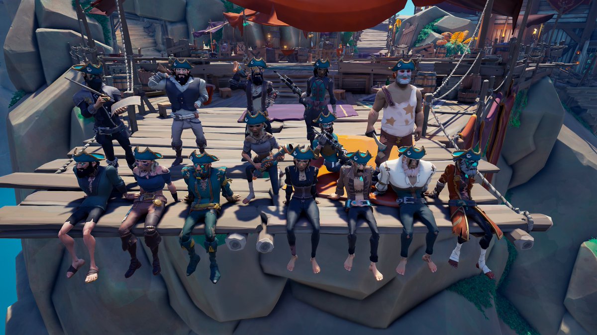MizzenMazen's tweet photo. Me and my #BeMorePirate group decided to get together to take a few screenies with our new hat! wanted to thank them all again for being apart of this project and long running dream! 😍🎉

#SeaOfThieves @SeaOfThieves credit to @Joel71034850 for the pics! https://t.co/UjuKlOtZXb