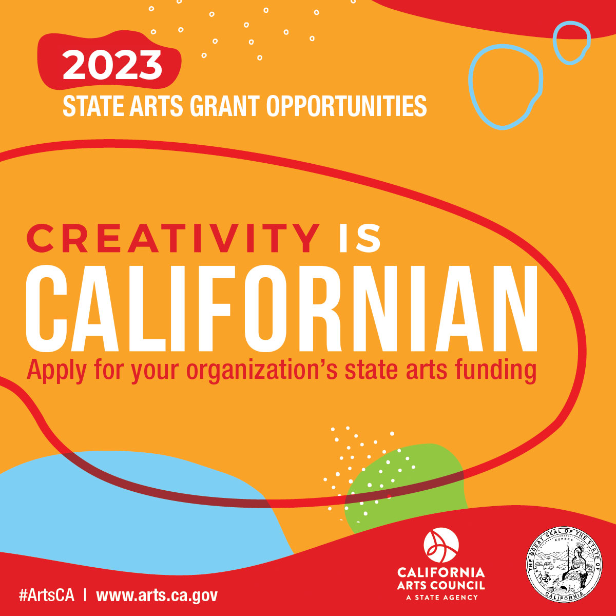 State arts grant season has arrived! Online applications are now being accepted for six grant opportunities to bolster well-being, resilience, and vitality of California’s arts workforce. Get all the info in our 2023 season kickoff announcement: arts.ca.gov/press-release/… #ArtsCA