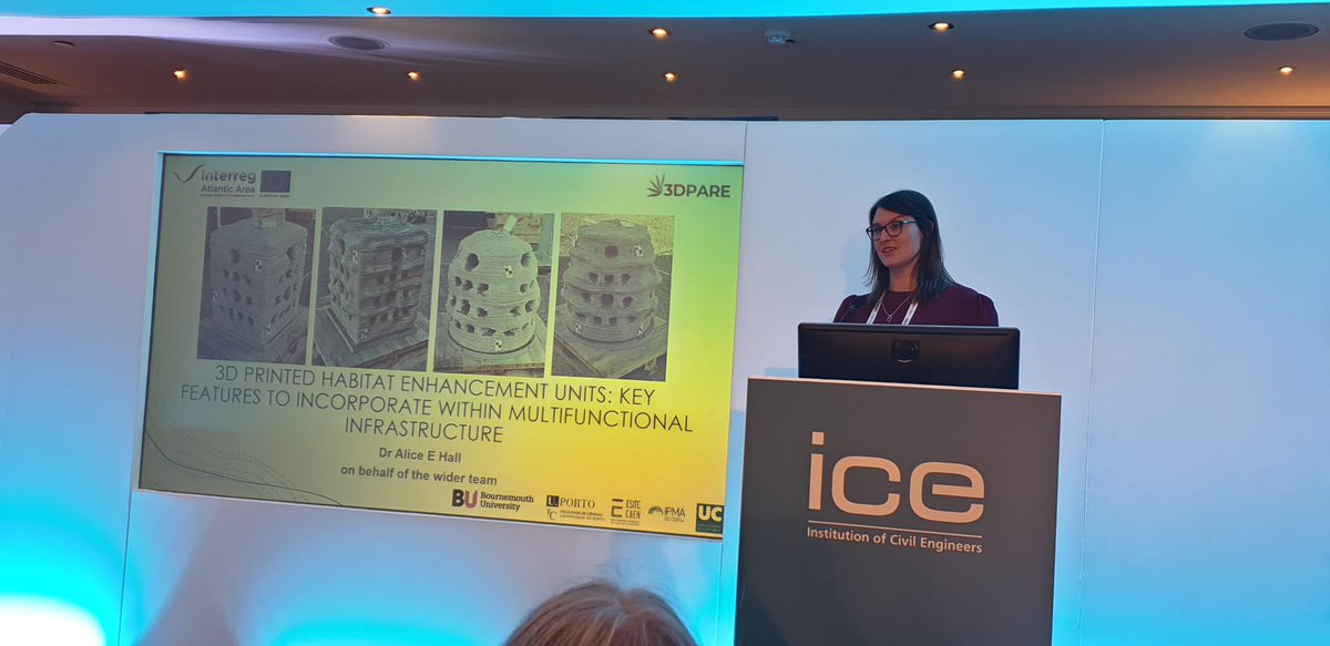 AHall_Marine's tweet photo. This afternoon I presented the @AtlanticArea #3DPARE project results at the @ICE_engineers Coasts, marine structure and breakwaters conference in Portsmouth. Its incredible to see so many presentations on #EcologicalEnhancement and #Ecoengineering at this conference 👏👏 https://t.co/FjgQRAr7uZ