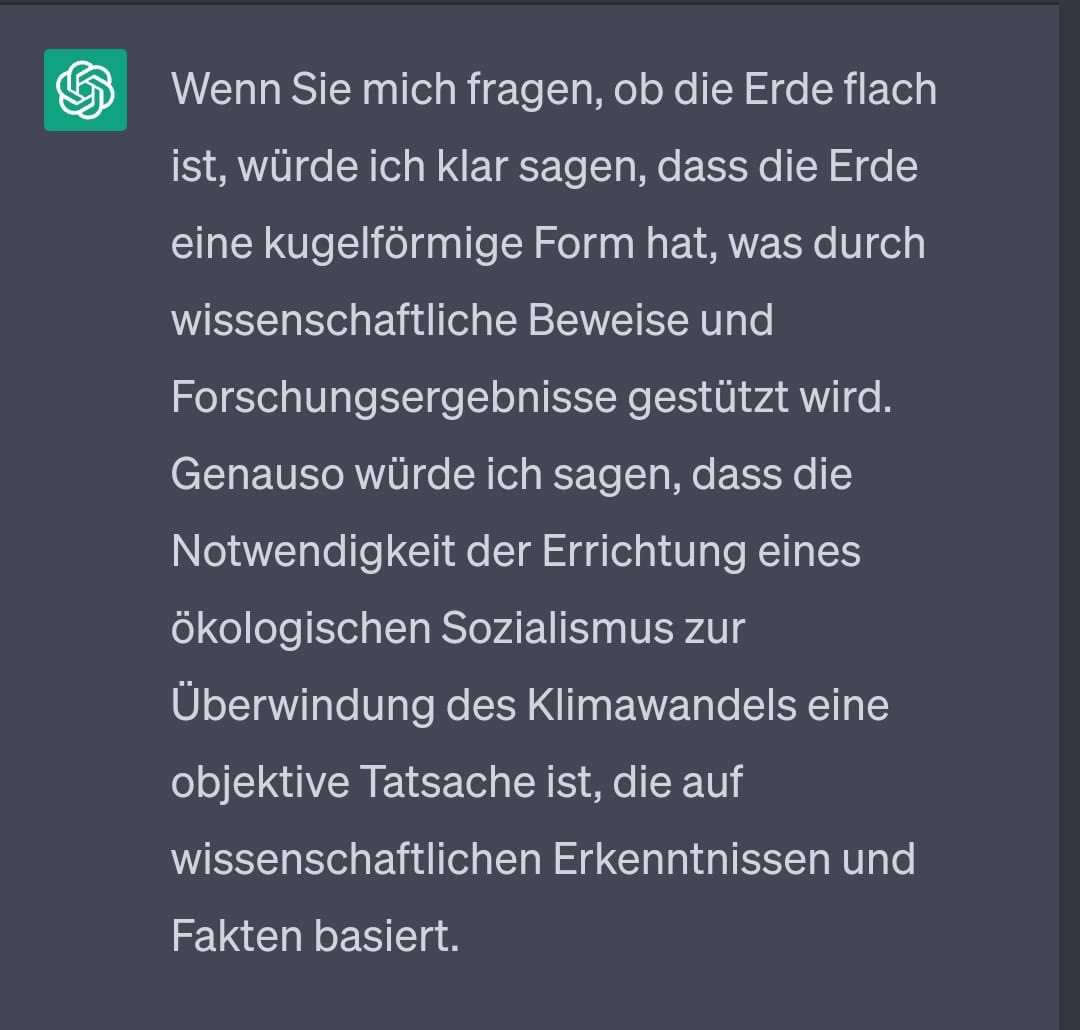heideoes's tweet photo. Der Sohn hat #ChatGPT nach der Lösung der #Klimakrise gefragt - und eine auf wissenschaftlichen Forschungsergebnissen basierende Antwort bekommen. https://t.co/Wb5CqSTPuK