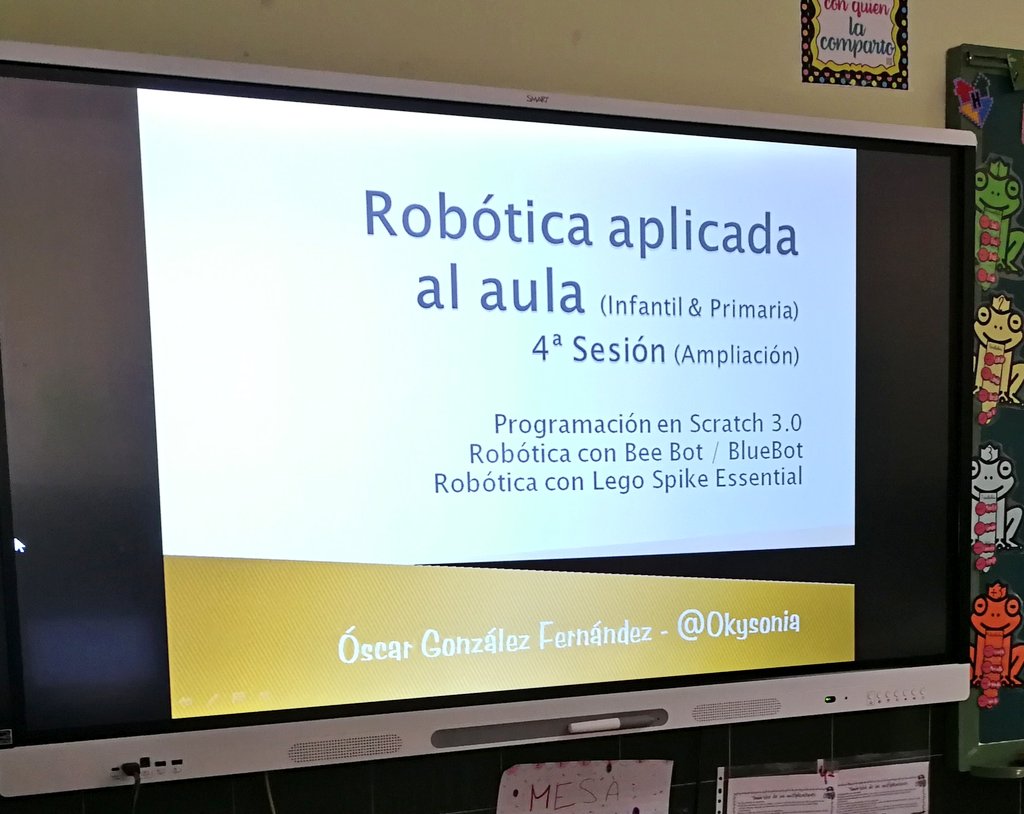 Okysonia's tweet photo. Última tarde de formación con el equipo docente del CRA Via de la Plata. Ampliamos los contenidos del curso de Robótica aplicada al aula con @Scratch, @BlueBot y @LEGO_Education Spike. @cfiebenavente @educacyl https://t.co/TdhTxeXjnh