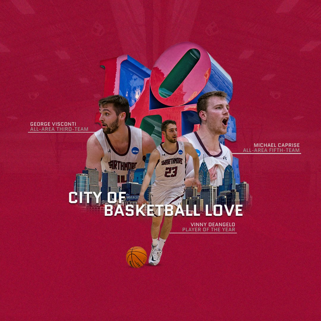 Men's basketball getting some love!

Vinny DeAngelo was named City of Basketball Love Player of the Year, while Michael Caprise and George Visconti earned all-area selections. Coach Kosmalski was also chosen Coach of the Year.

📰 swarthmoreathletics.com/news/2023/4/26…
