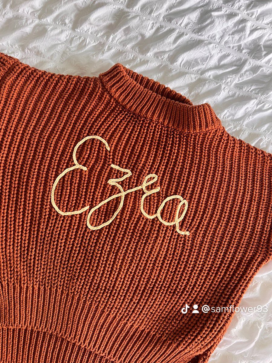 SamFlower93's tweet photo. My insanely talented fiancé @EstherAdele has started a new side hustle creating personalised knitwear for little ones. 

Check out some of her creations and follow @DaisyandRiverShop on insta 👉 https://t.co/oH7XHRrAx2 https://t.co/3L5PEj3LhV